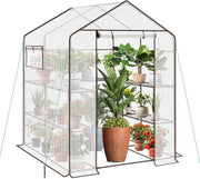 Walk-In Greenhouse with Shelves | Heavy-Duty Frame | Waterproof PE Cover