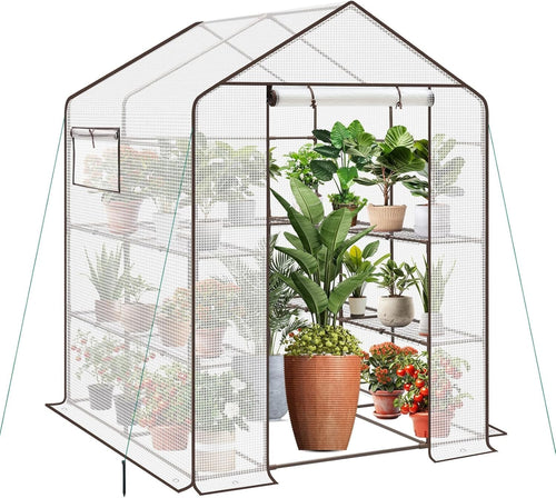 Walk-In Greenhouse with Shelves | Heavy-Duty Frame | Waterproof PE Cover