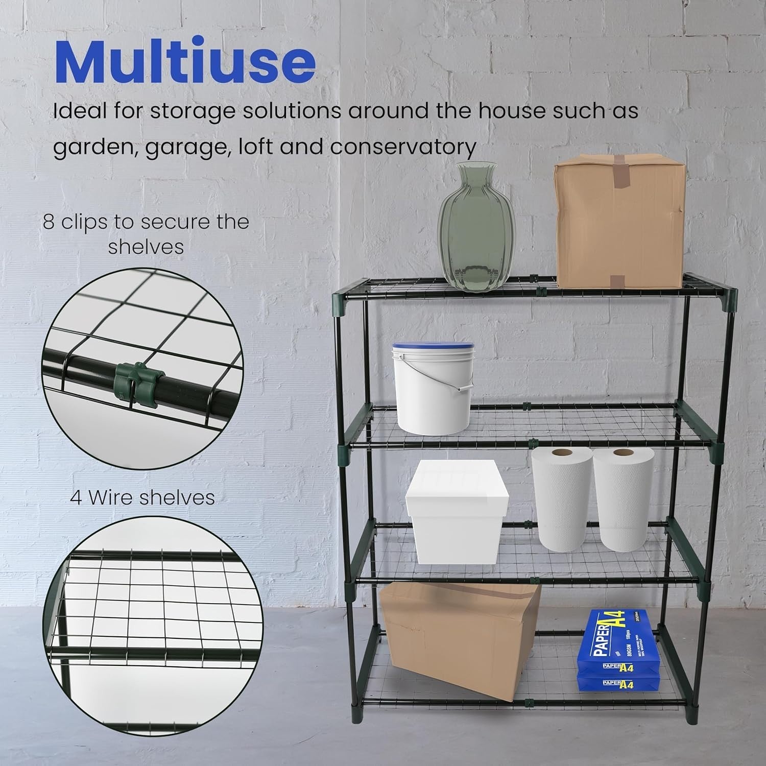 4-Tier Garden Plant Shelving Rack Metal Storage Stand Indoor Outdoor