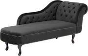 Luxury Velvet Chaise Lounge Black Right-Hand Tufted Sofa Bed 169cm Chesterfield