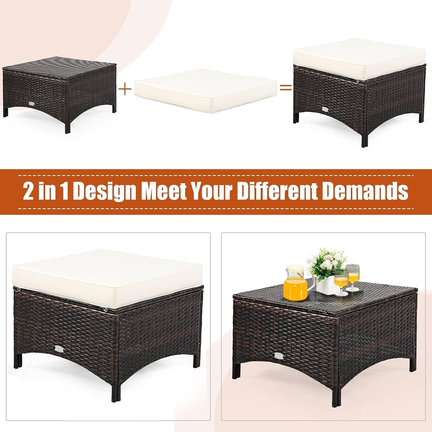 5pc Rattan Garden Sofa Set Off-White | Outdoor Patio Furniture & Seats