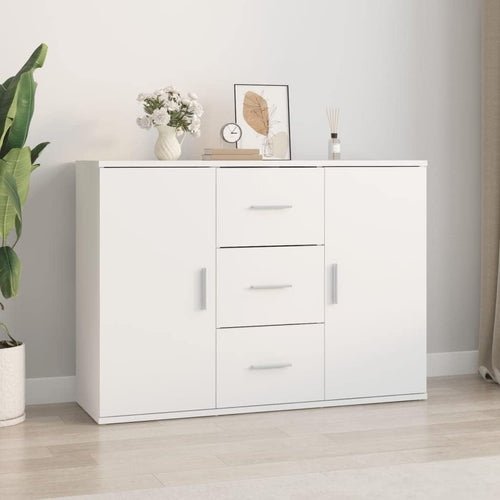 Modern White Sideboard Cabinet 2 Doors 3 Drawers Storage Buffet Table