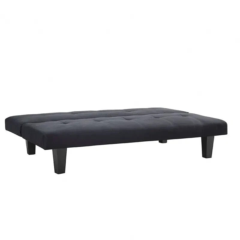 3 Seater Sofa Bed Black Faux Suede | Fold Out Click-Clack Guest Bed Couch