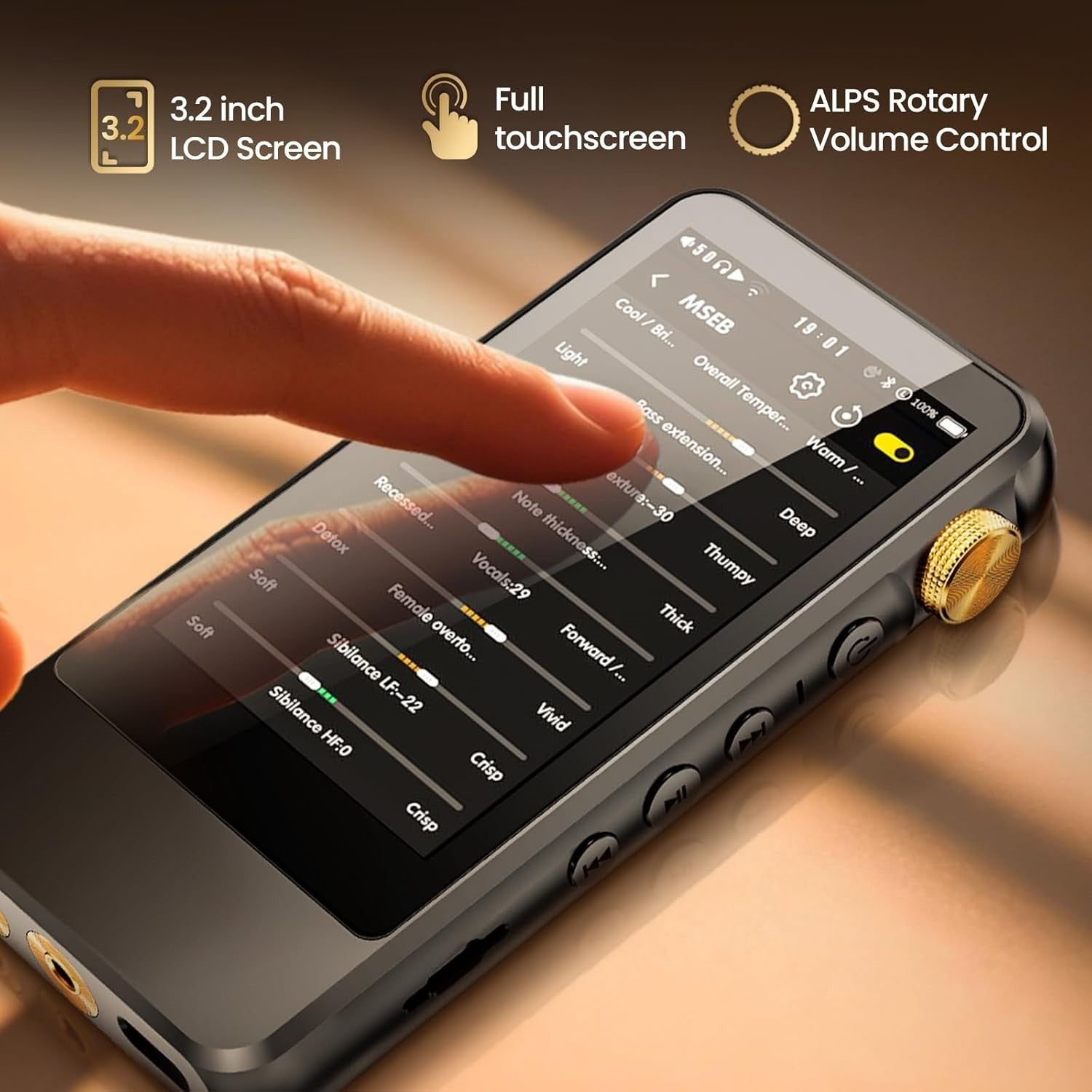 Hi-Res MP3 Player 3.2" Touch Screen Bluetooth Dual DAC 128GB Audio Device