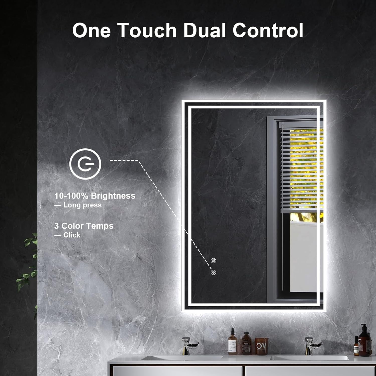 LED Bathroom Mirror 70x90cm Touch Sensor Demister Anti-Fog Waterproof