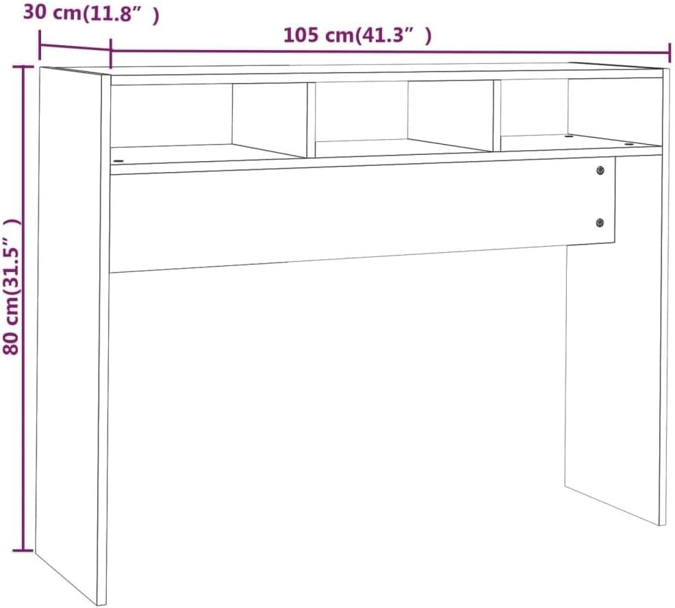Compact White Engineered Wood Console Table - Space-Saving, Durable, Easy Clean