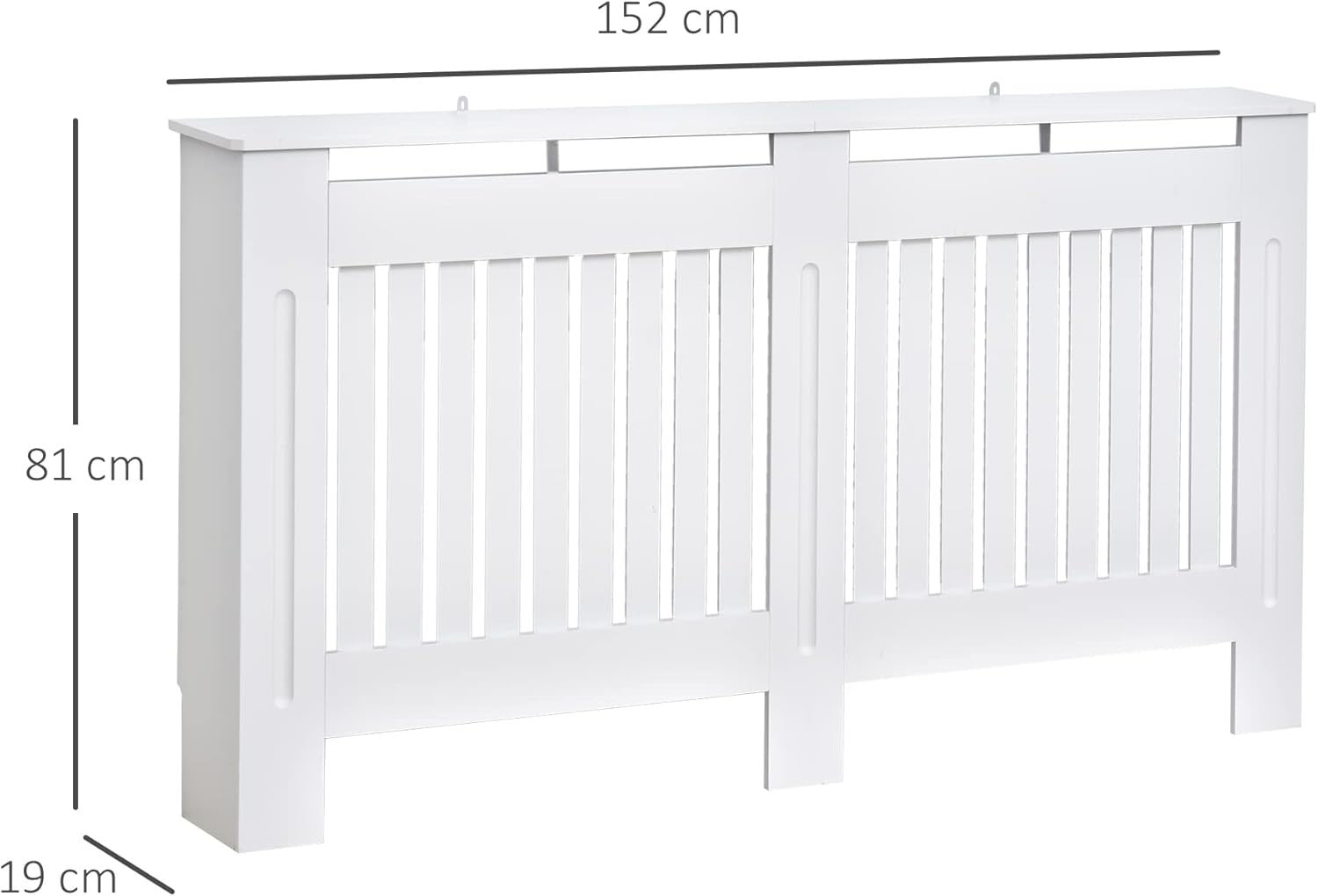 Large White Radiator Cover MDF Slatted Modern Painted Cabinet Heat Efficient