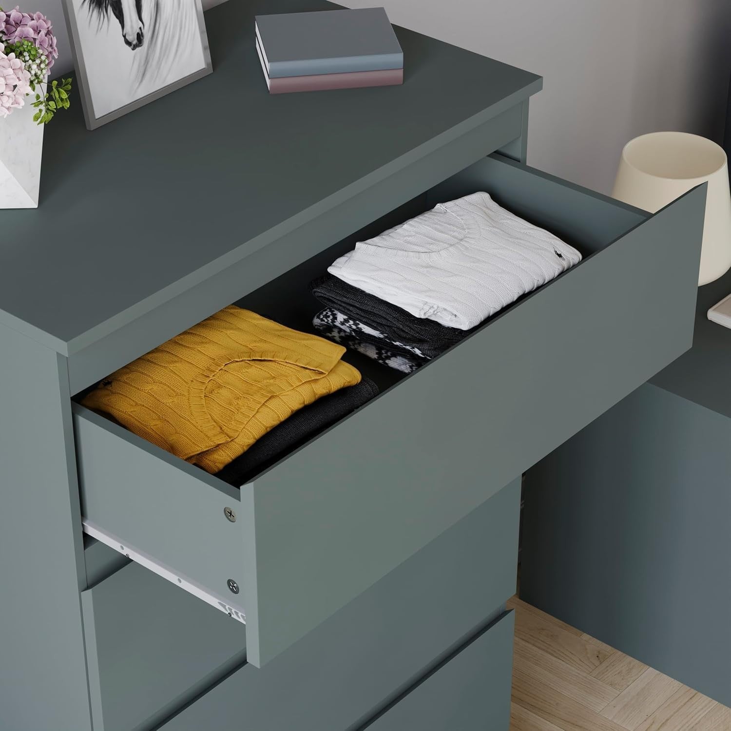 5 Drawer Modern Wooden Chest Storage Unit - Bedroom Organizer, Easy Assembly