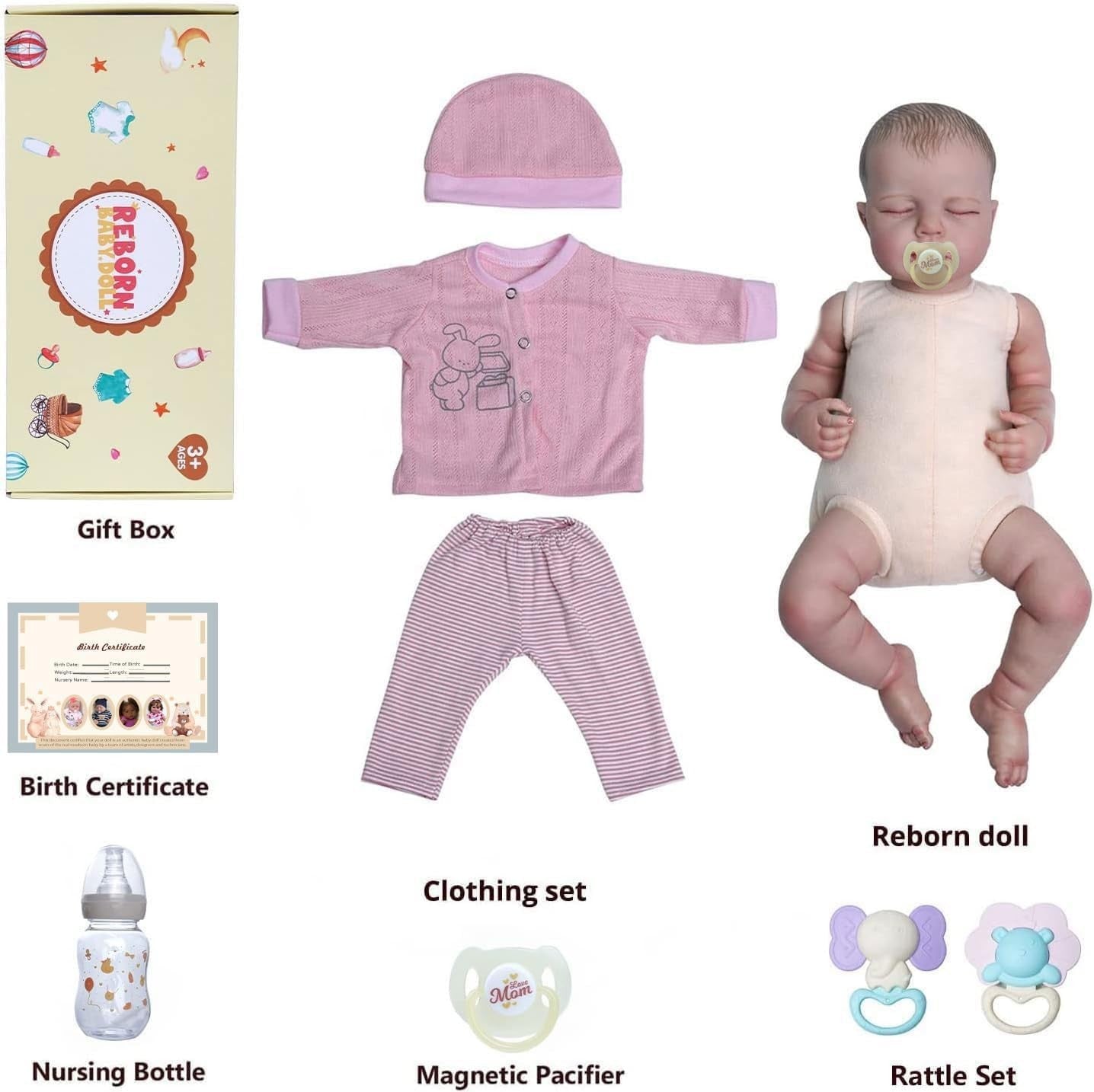 17” Reborn Baby Doll Sleeping Girl Soft Body Newborn Set
