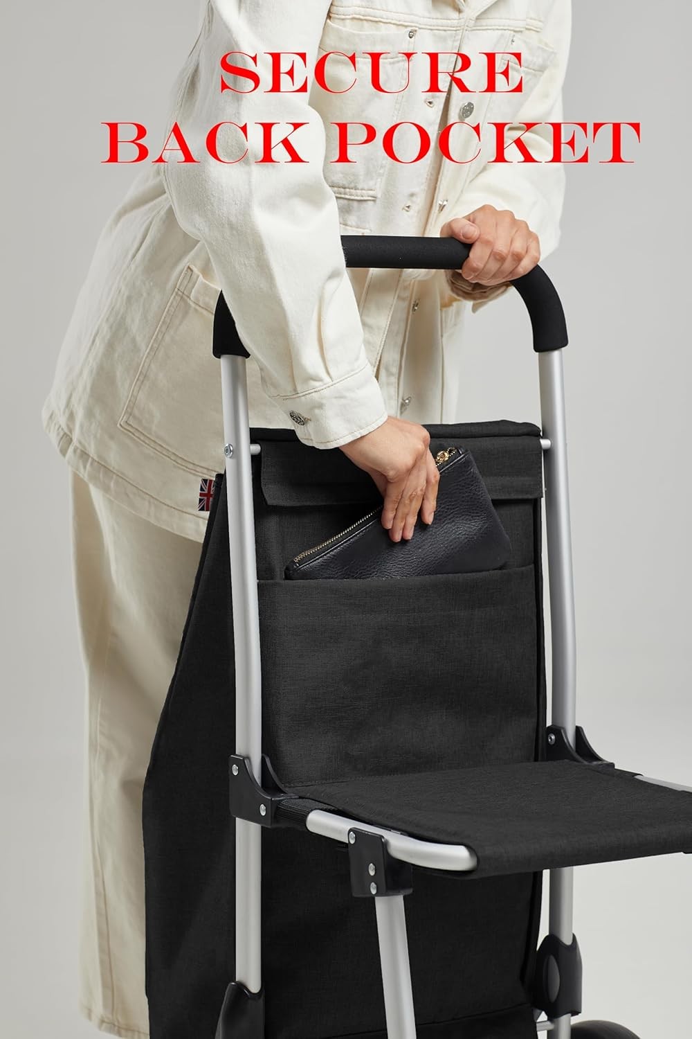 Aluminium Shopping Trolley with Seat Foldable Lightweight Wheeled Cart