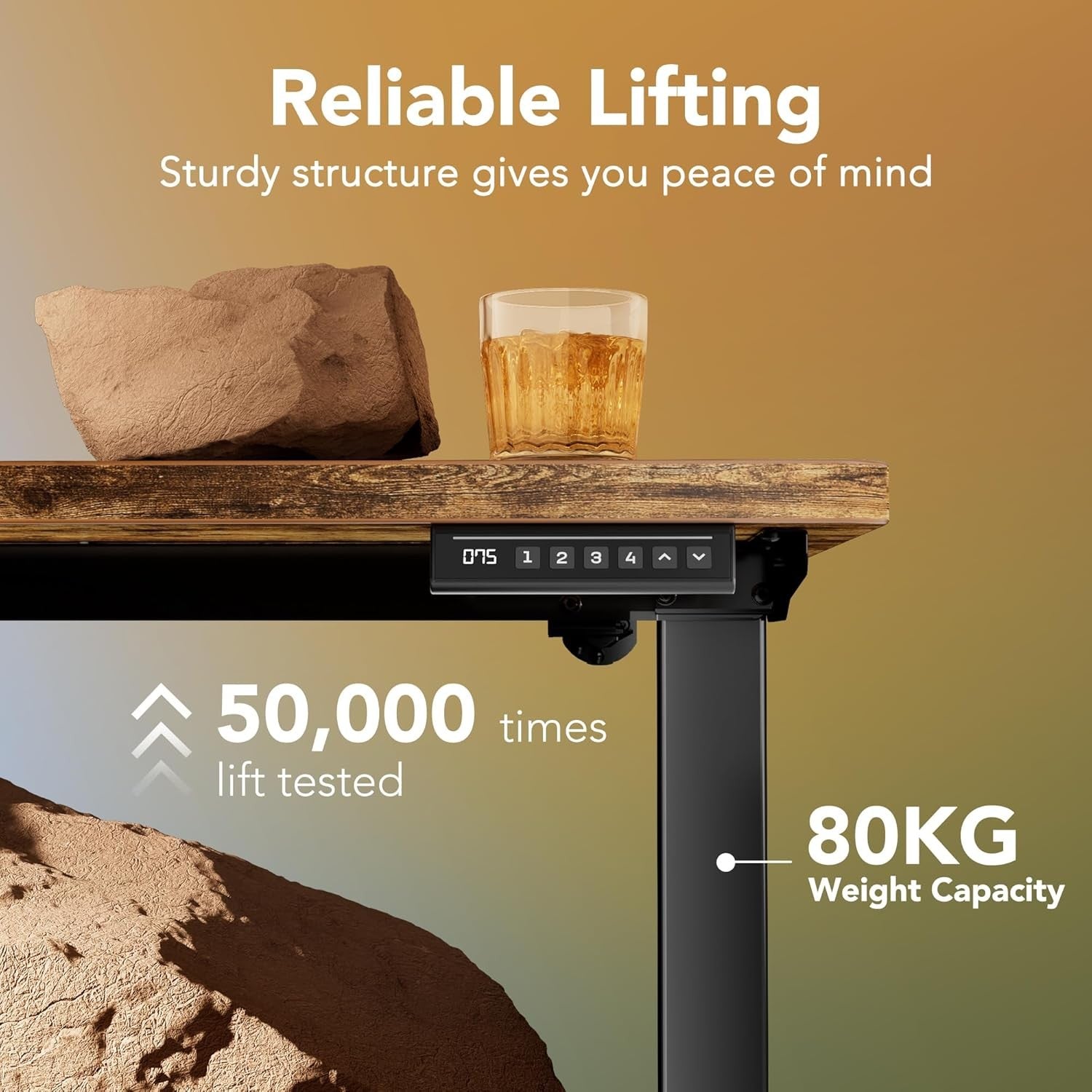 Electric Standing Desk Height Adjustable Sit Stand Home Table 80x48cm
