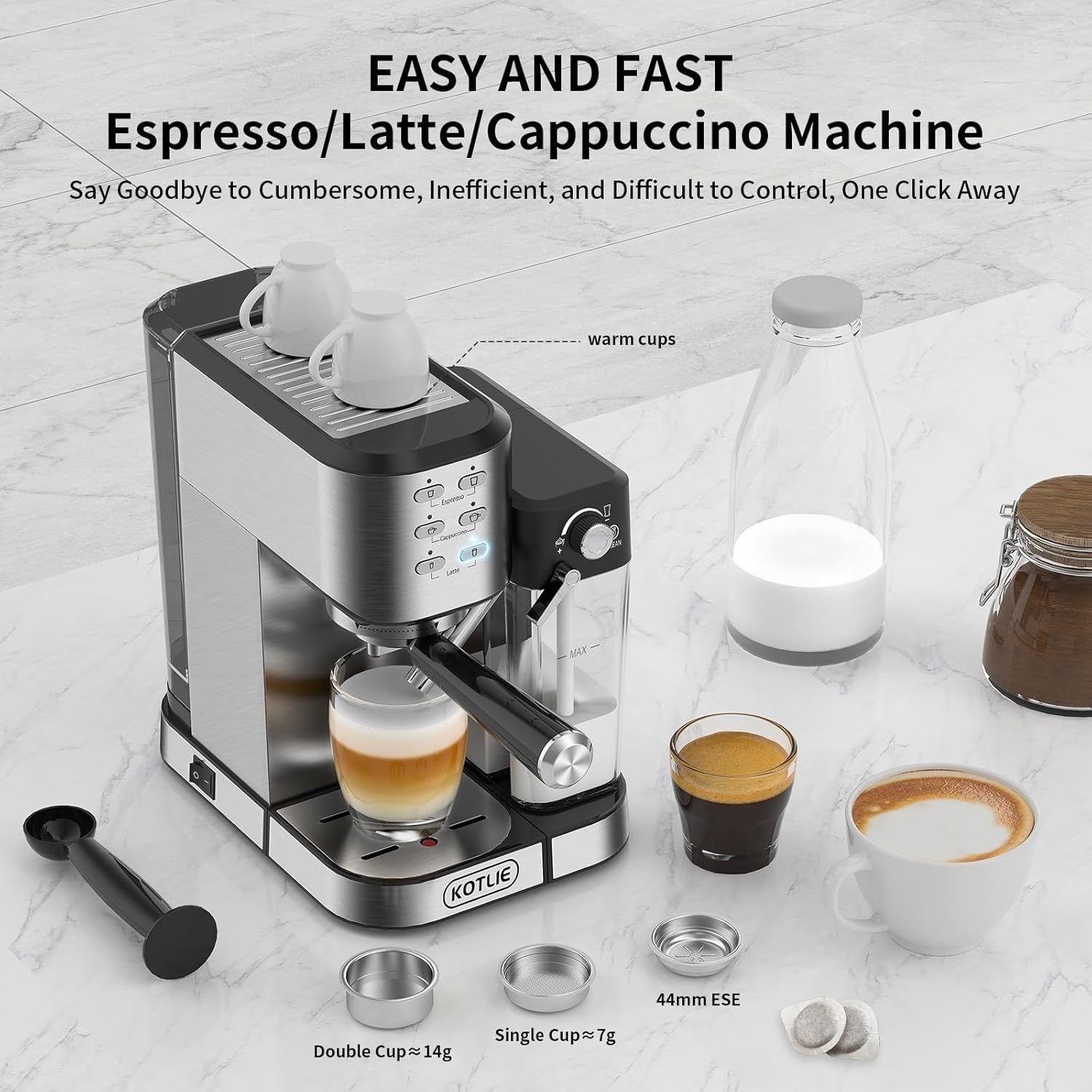 20Bar Espresso Coffee Machine | Automatic Milk Frother | One-Touch Latte Maker