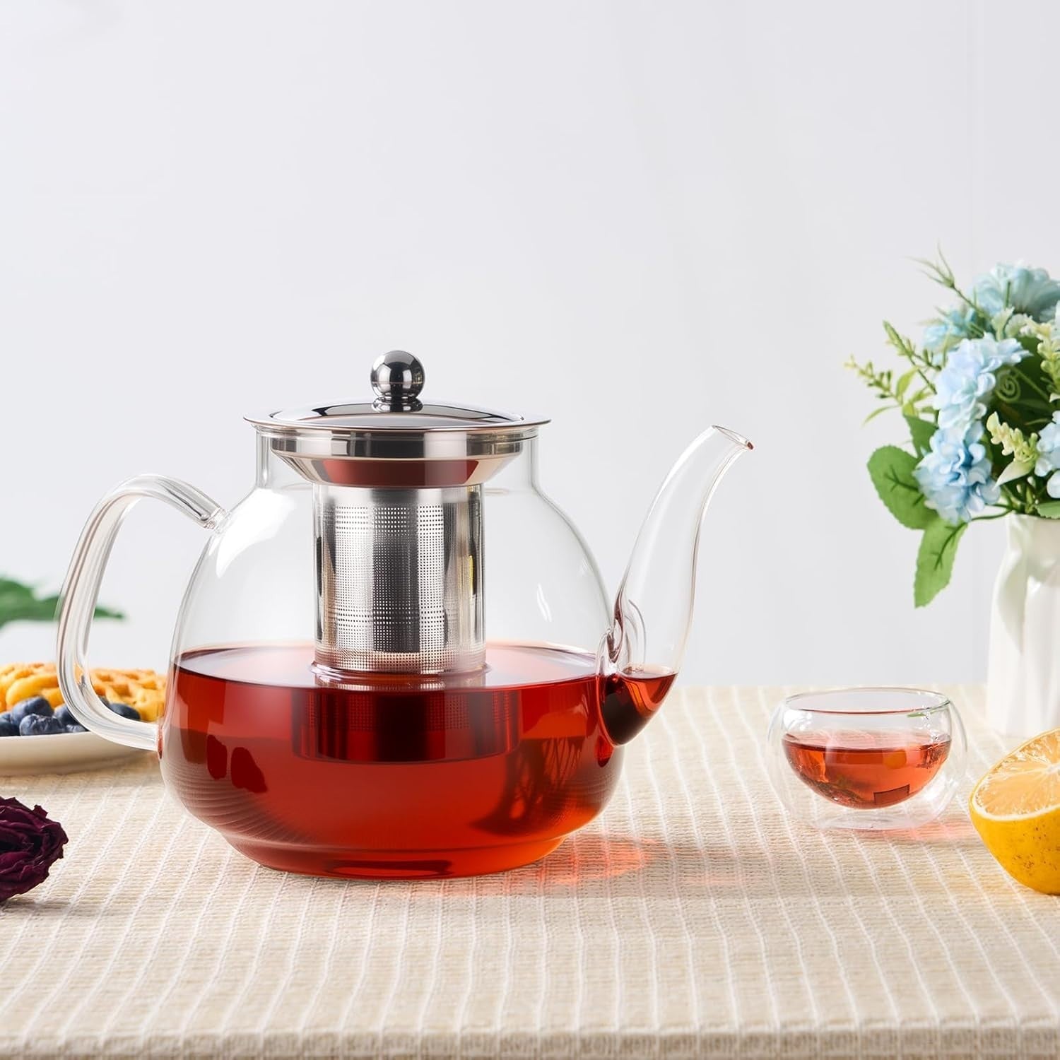 1500ml Glass Teapot with Stainless Infuser Stovetop Safe Tea Kettle