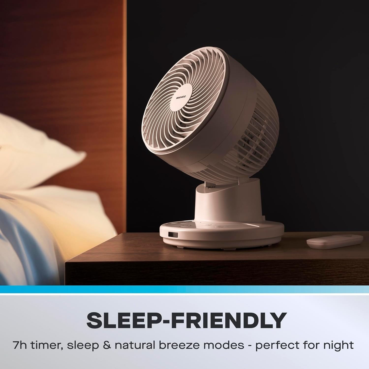 8-Inch Compact Oscillating Desk Fan – Quiet 3-Speed Remote Control Cooling Air