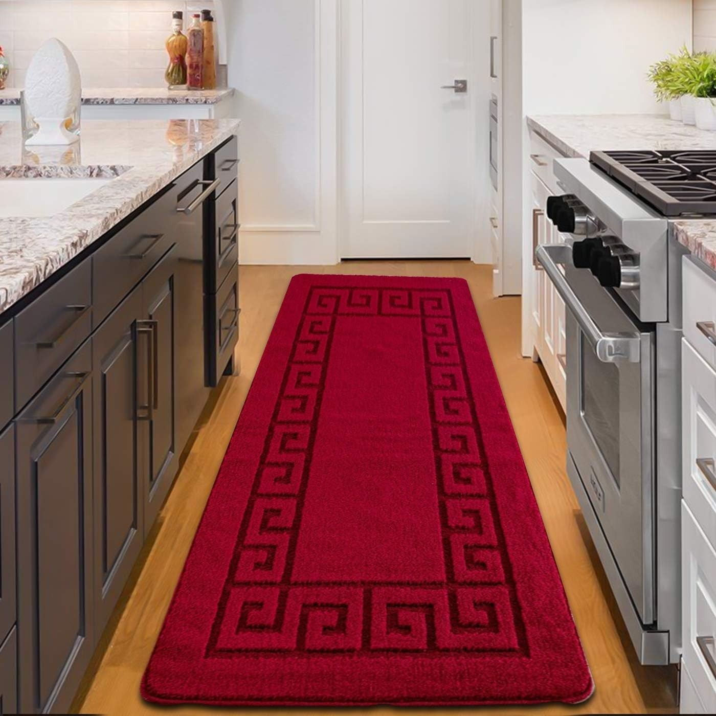 Extra Long Hallway Runner Rug 80x300cm Non Slip Waterproof Red Floor Mat