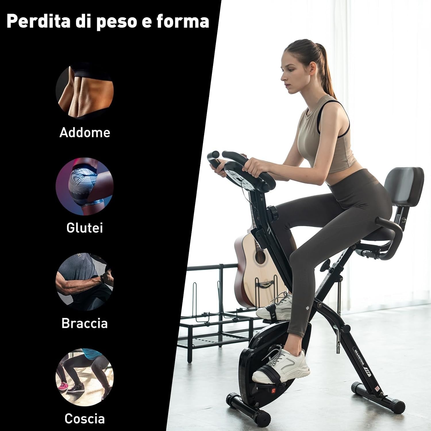 Foldable Magnetic Exercise Bike w/ LCD Monitor, 12 Levels & Heart Rate Sensor