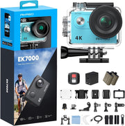 4K Action Camera 20MP Waterproof Sports Cam WiFi Remote Blue Kit