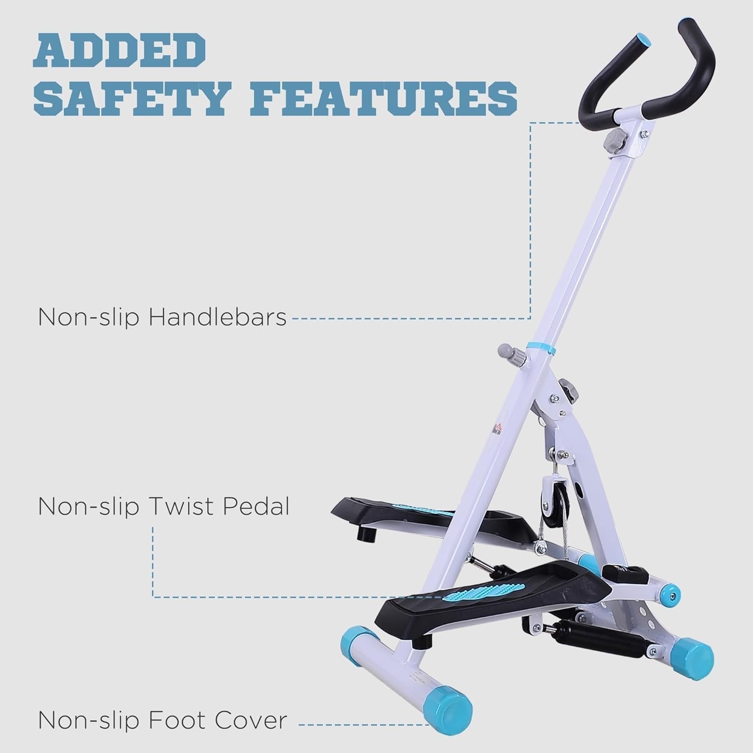 Stepper Exercise Machine w/ Handle & LCD Monitor for Home Fitness White