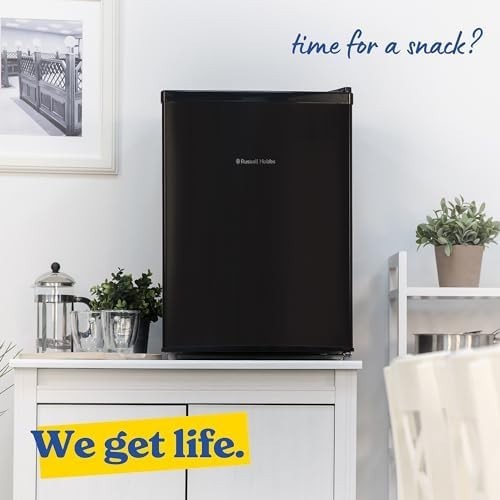 66L Mini Fridge Freezer-on-Top Compact Black Table Top Reversible
