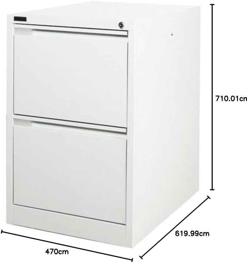 White Steel Filing Cabinet 2 Drawer Lockable Foolscap Office
