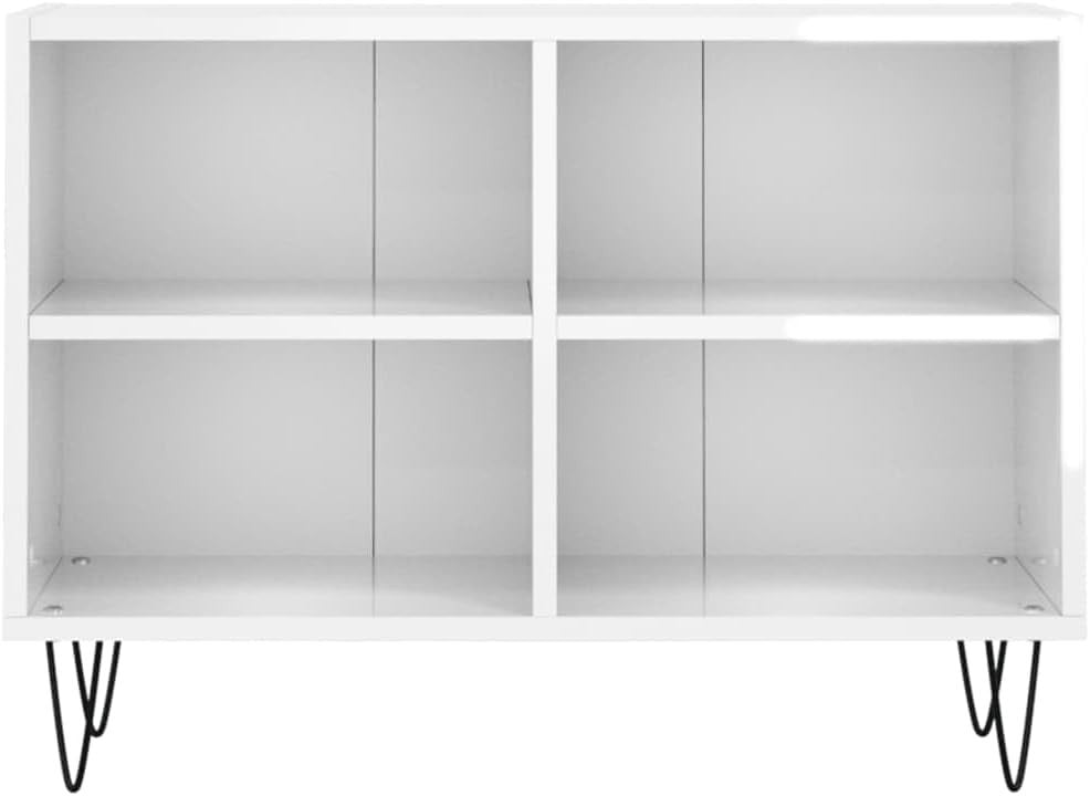 High Gloss White TV Cabinet with Storage Shelves - 69.5x30x50cm