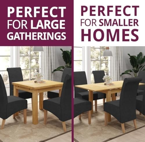 Small Extendable Oak Dining Table Rectangular Folding Space-Saving Modern