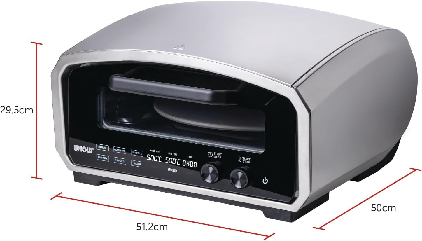 Electric Pizza Oven 500°C 33cm Rotating Stone Indoor Outdoor Maker 2100W