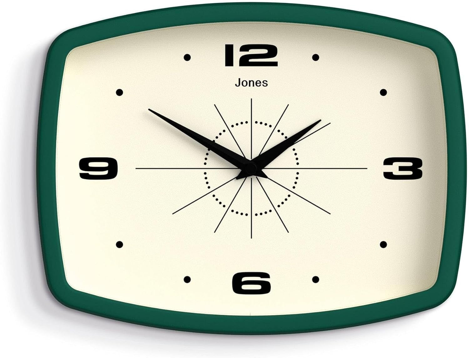 Retro 25cm Wall Clock Rectangle Silent Modern Kitchen Living Room Home Decor