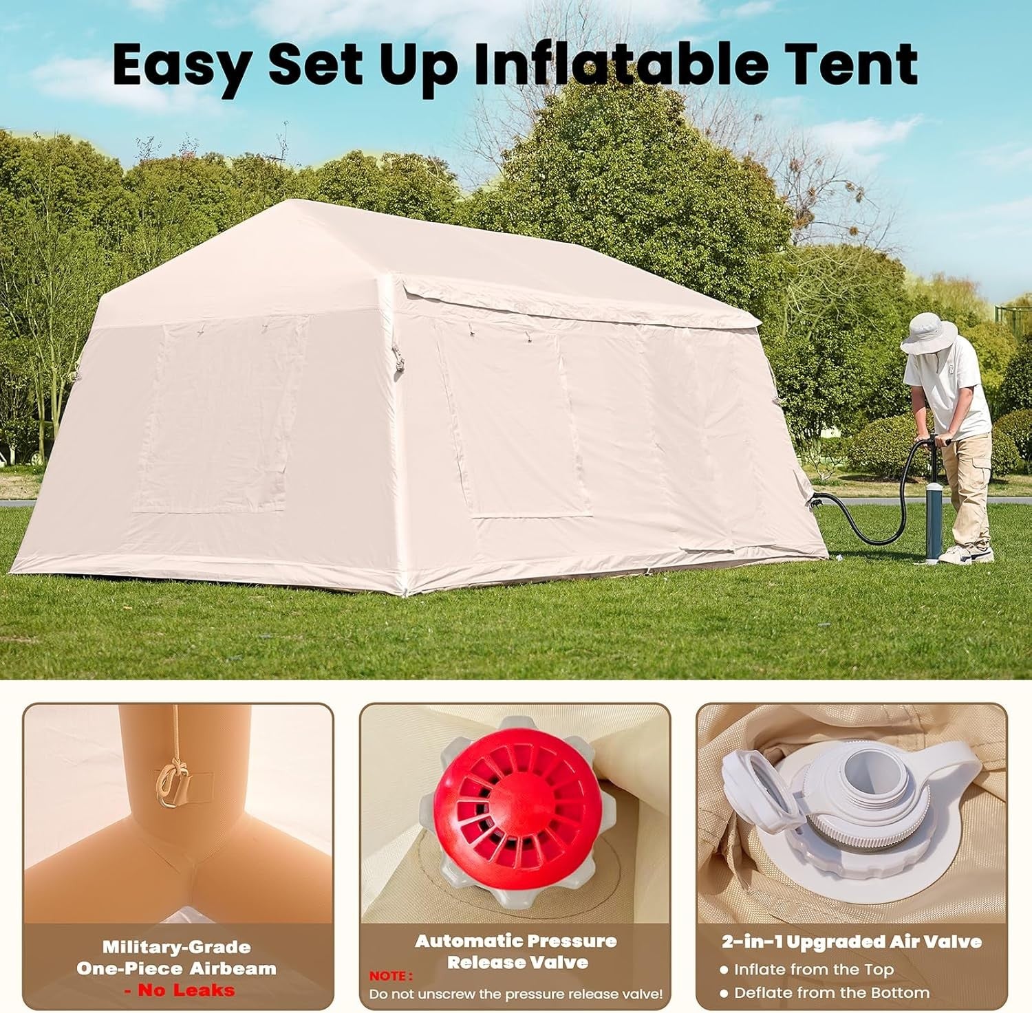8 Person Inflatable Camping Tent 4 Season Waterproof Air Glamping