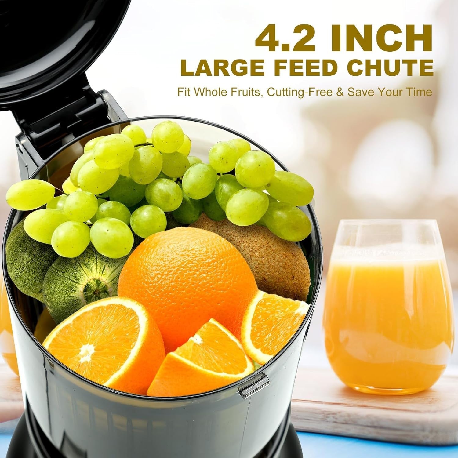 Cold Press Juicer 103mm Wide Chute Whole Fruit Slow Juicer 250W Quiet
