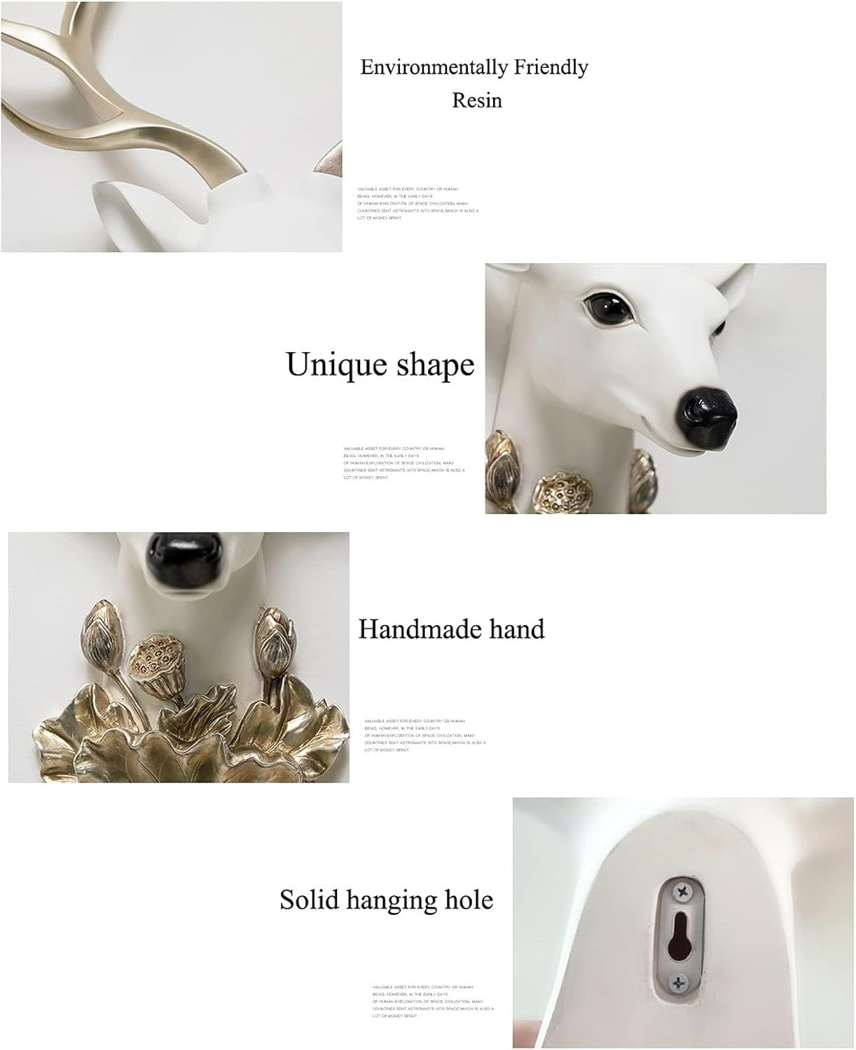 Faux Deer Head Wall Decor 48x36cm Resin Stag