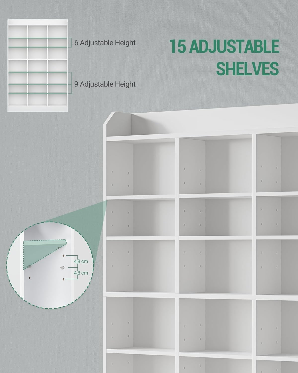 747 CD Storage Tower Adjustable Media Shelf Rack Bookcase White 154cm