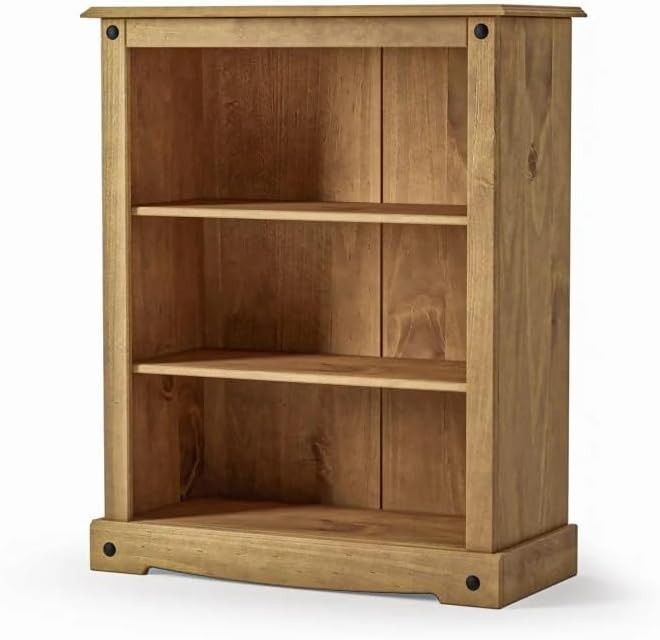 3 Tier Solid Pine Wooden Bookcase Rustic Small Storage Shelf 75x29x100cm