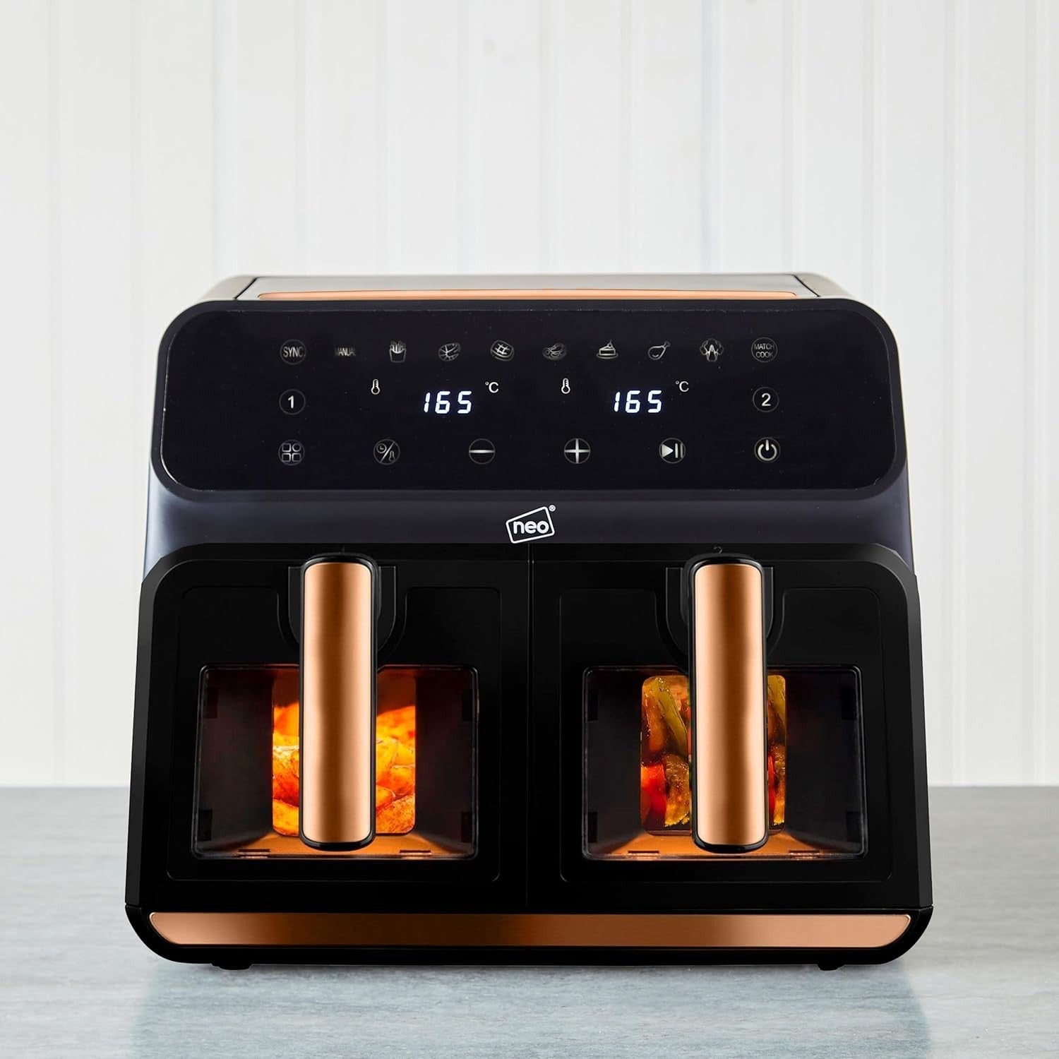 Dual Zone Air Fryer 8.5L Double Drawer Window 1700W Digital Oil Free