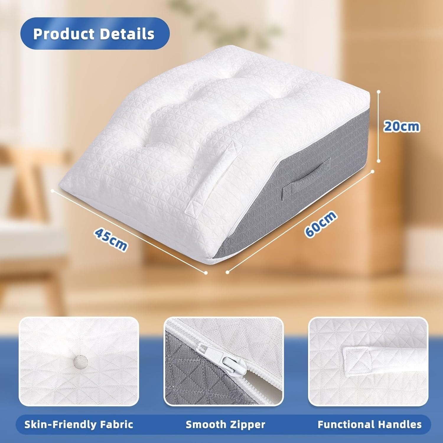 Memory Foam Leg Elevation Pillow Wedge for Knee Pain Swelling Support