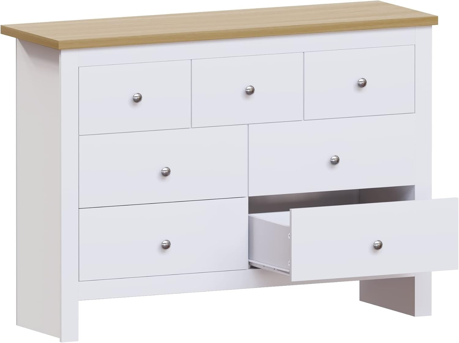 White 7-Drawer Wall-Mount Chest Modern Storage Cabinet Bedroom Organizer