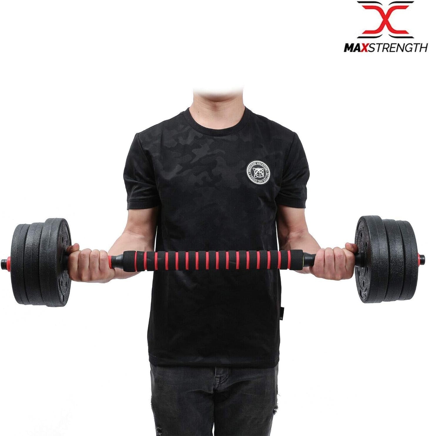 25KG Adjustable Dumbbell & Barbell Set Spinlock Vinyl Weights Home Gym
