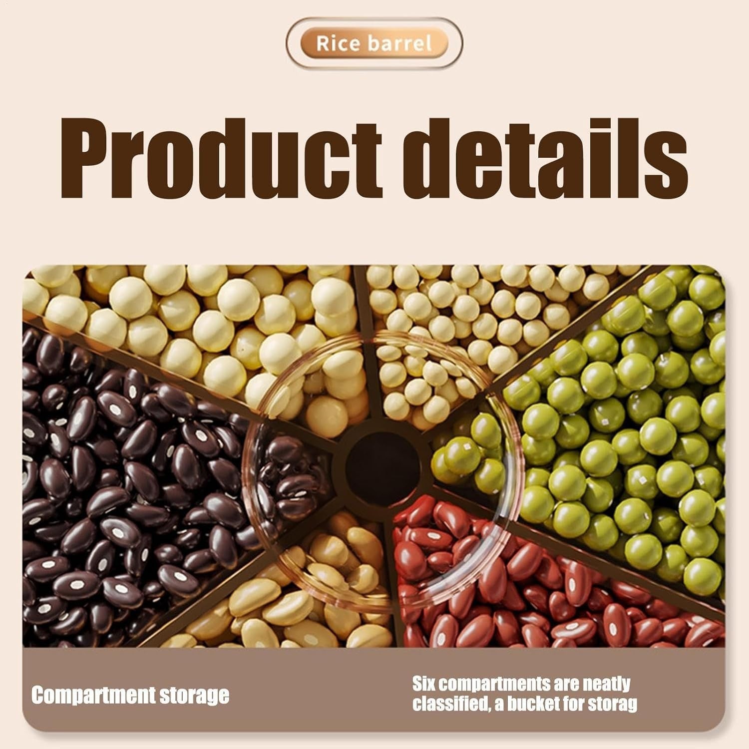 Rotating Rice Dispenser Airtight Food Grade Grain Storage Container