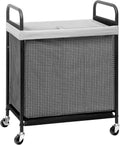 100L Rolling Laundry Hamper 2-Section | Removable Bags | Wheeled Laundry Cart Gr