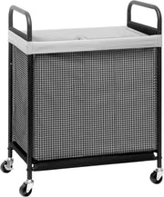 100L Rolling Laundry Hamper 2-Section | Removable Bags | Wheeled Laundry Cart Gr