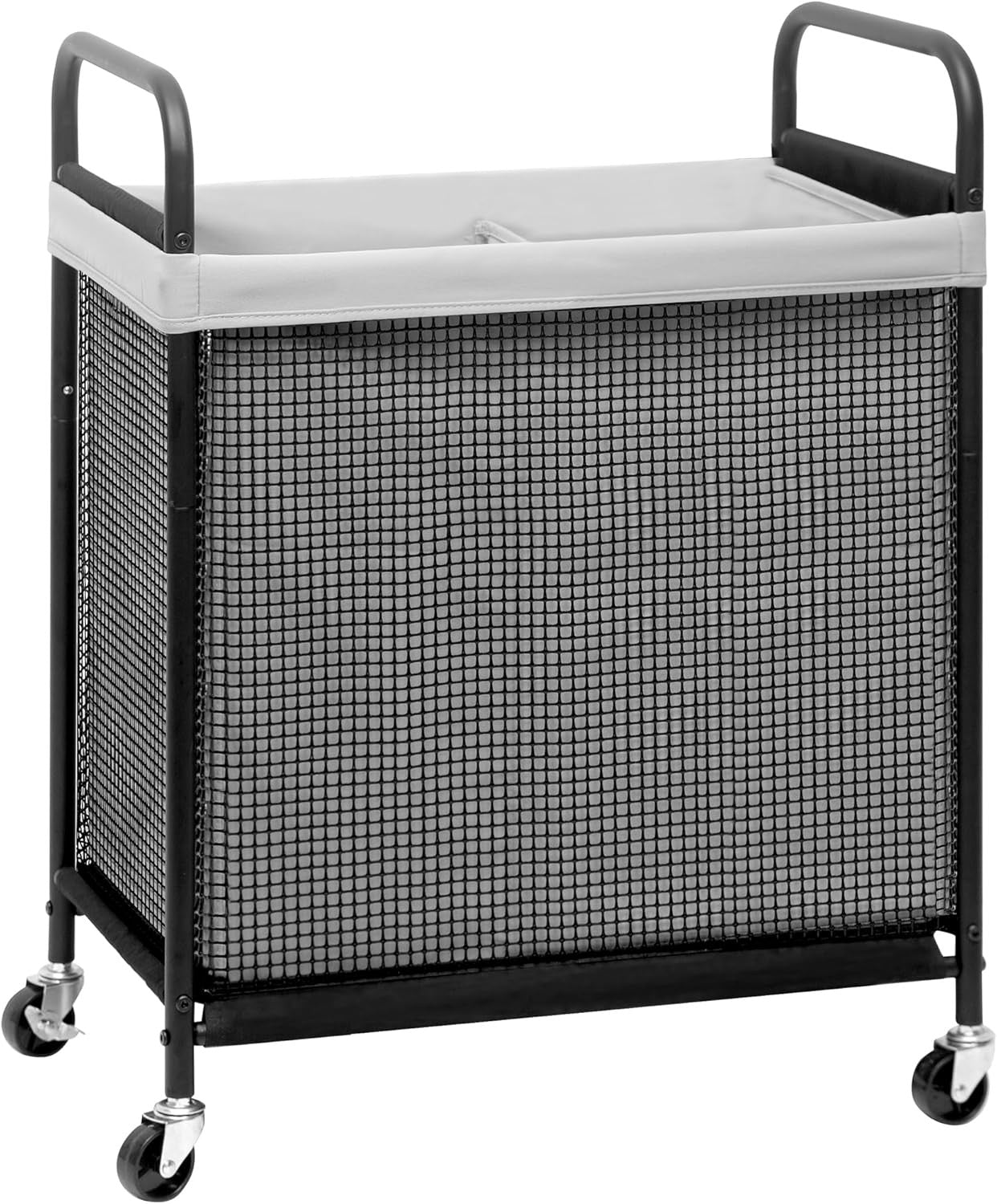 100L Rolling Laundry Hamper 2-Section | Removable Bags | Wheeled Laundry Cart Gr