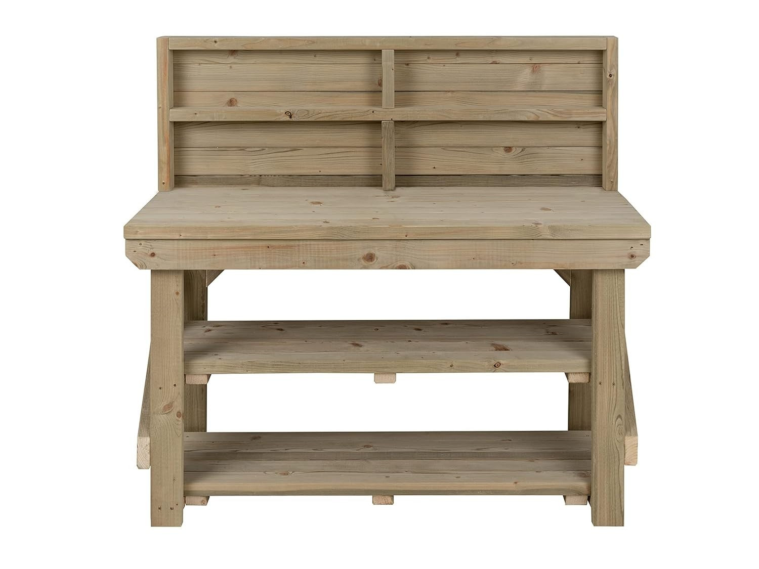8ft Heavy Duty Workbench with Back Panel & Double Shelf – Pressure Treated