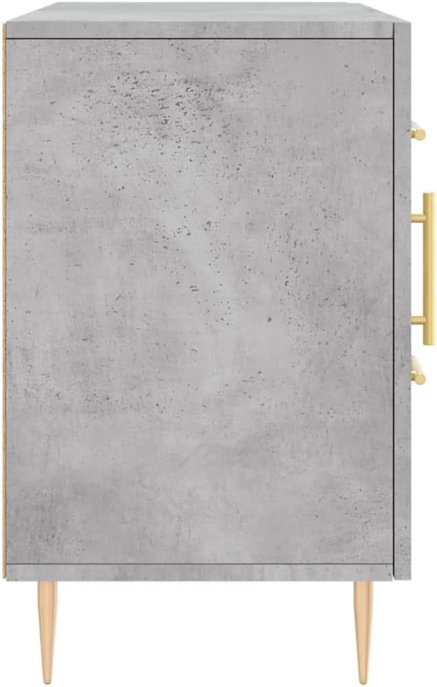 Concrete Grey Sideboard Cabinet Storage Drawers Modern Metal Legs 100cm Wide