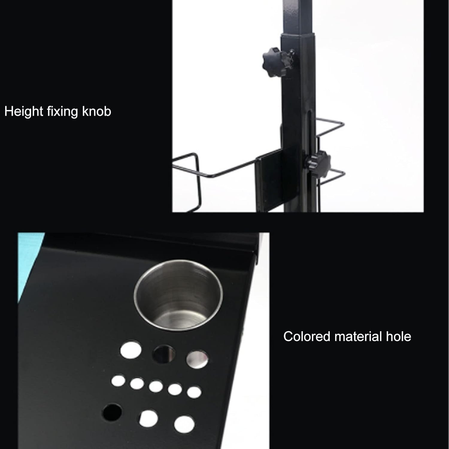 Height Adjustable Tattoo Workstation Mobile Desk with Storage Tray Rolling Stand