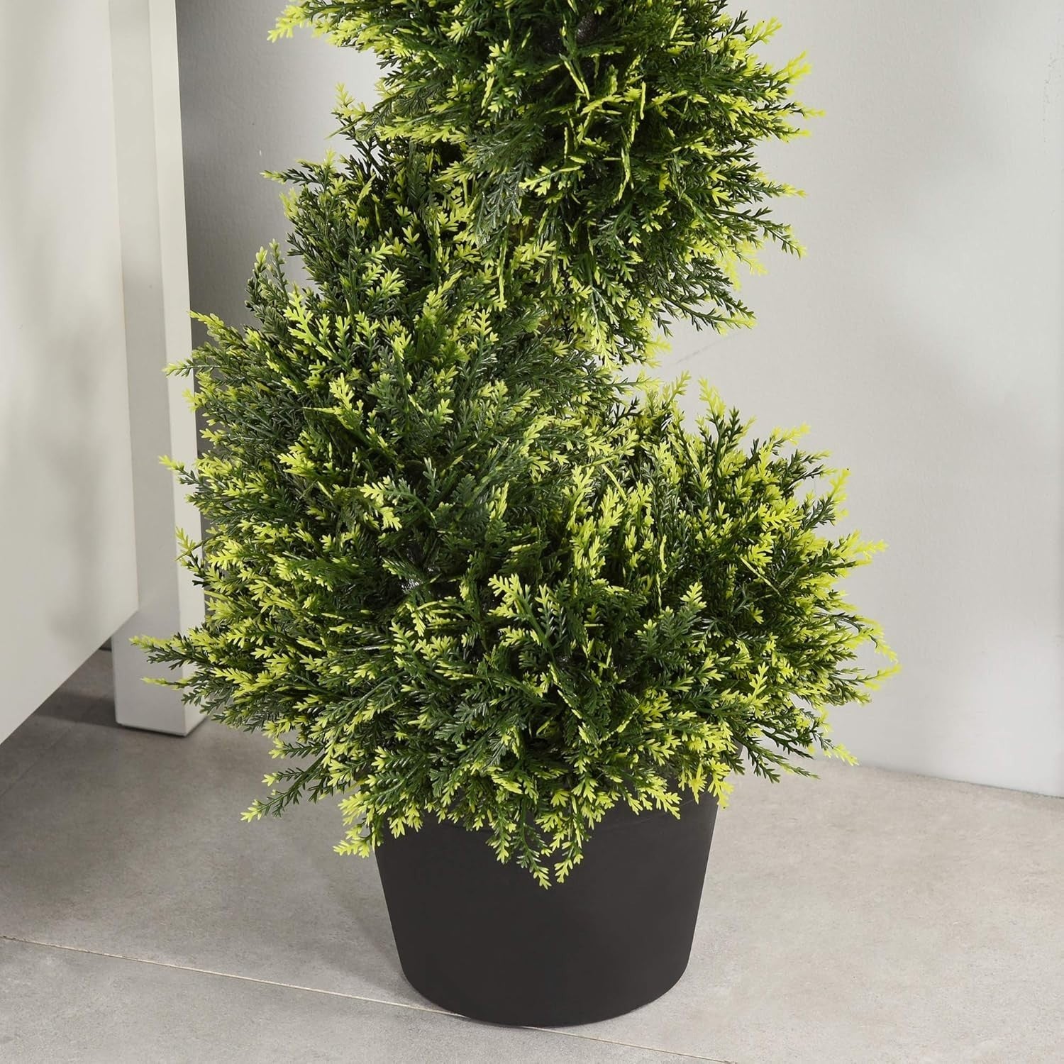 Set of 2 Artificial Spiral Trees 90cm Faux Green Potted Topiary Plant Home Decor