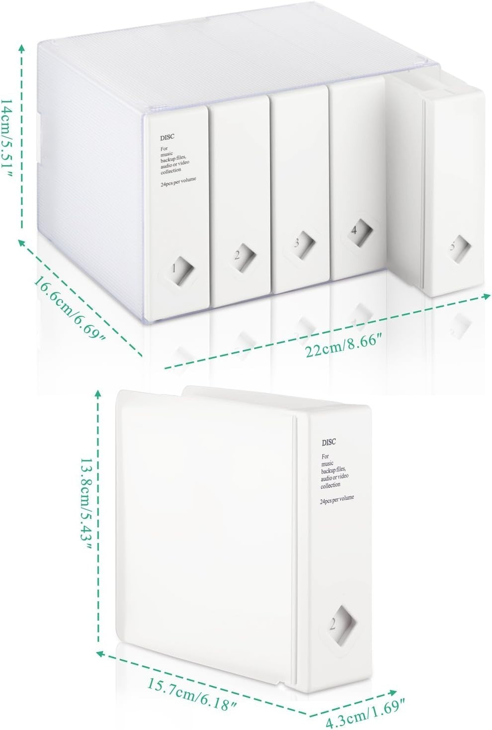 CD DVD Storage Box Holds 120 Discs Media Organizer Case White
