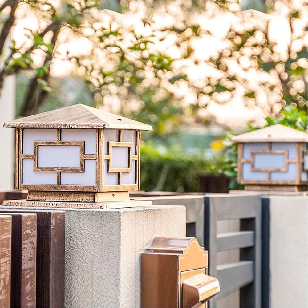Waterproof Square Garden Post Light – Retro E27 Outdoor Lantern