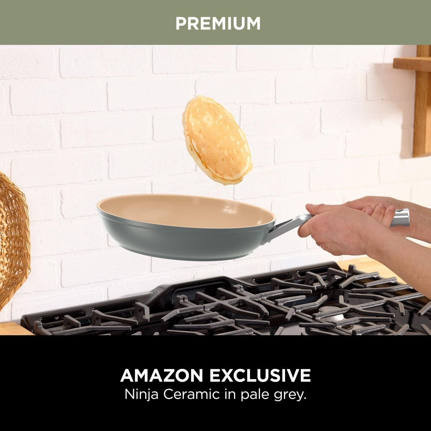 5Pcs Ceramic Terracotta & Grey Non Stick Frying Pans Saucepan Cookware Set