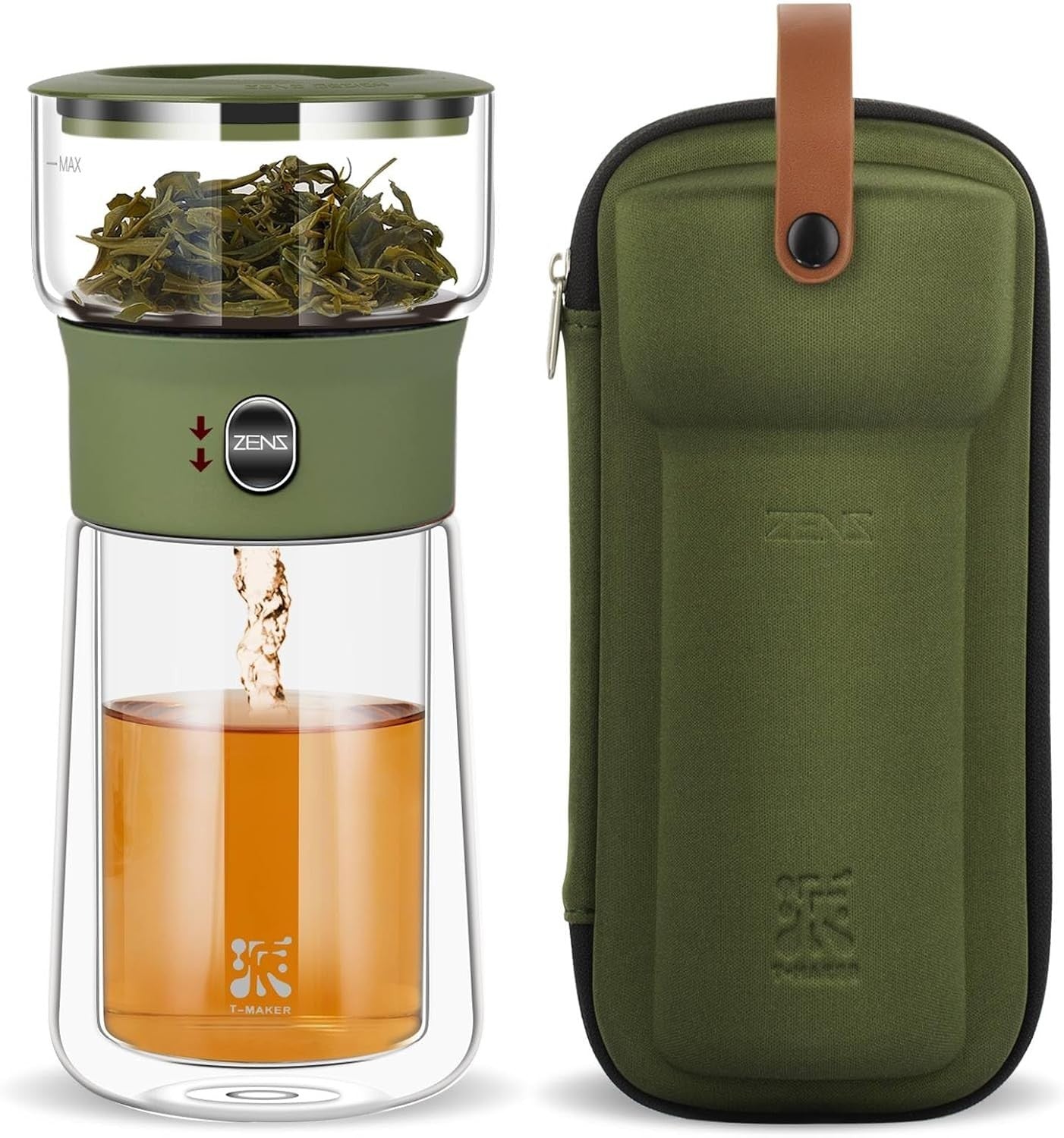 Smart Tea Maker 270ml One Touch Glass Infuser Set with Cup & Case