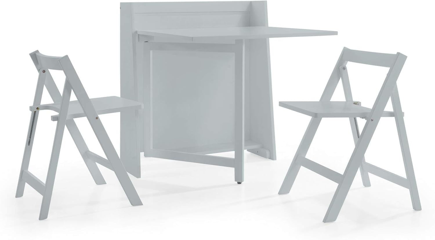 Compact Folding Dining Set Space Saving Table and Chairs Light Grey Modern